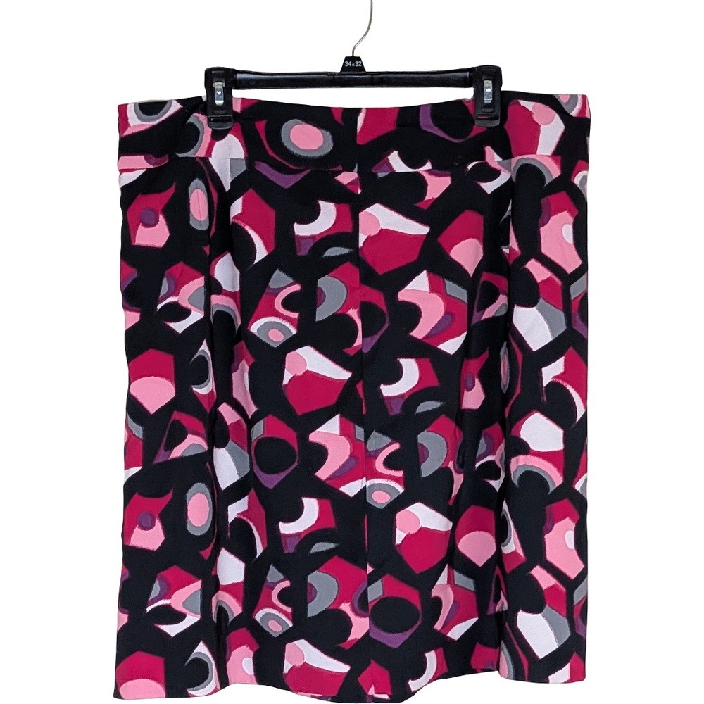 Cato Woman Pink Black Abstract Geometric Pencil Skirt Plus Size 18W Retro Mod